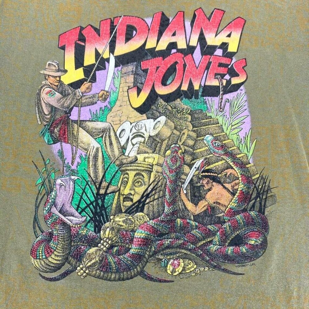 Vintage Indiana Jones‎ All Over Print Disney Character Fashions T-shirt 1990s